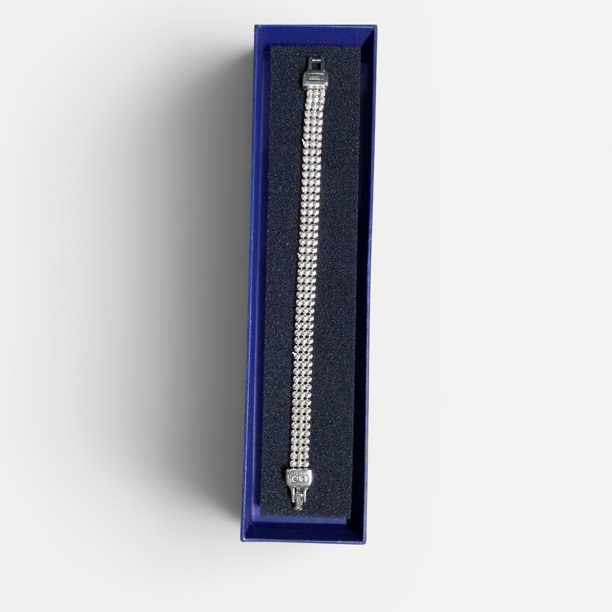Swarovski Crystal Tennis Bracelet Silver Tone Clear Crystal Rhinestone